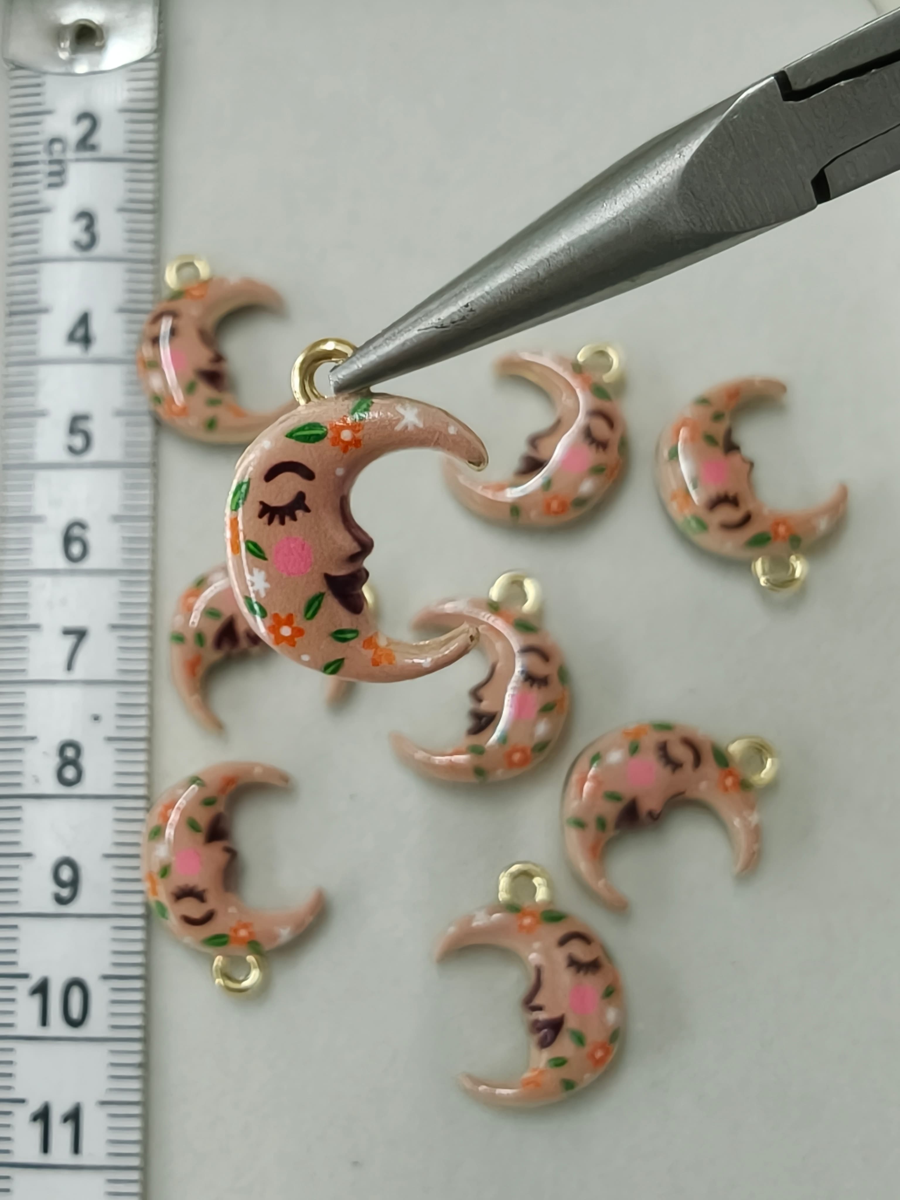 Two sided enamel moon charm 